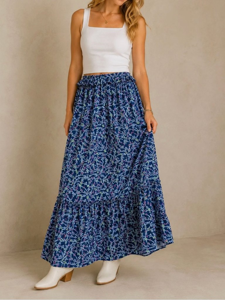 Simply Southern Ophelia Ribbon Maxi Skirt Bows Ruffle Hem